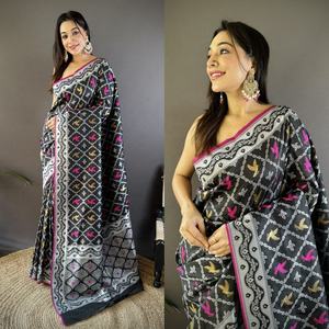 Saree indien en soie traditionnelle de haute qualité pour les fêtes de mariage 65 \ "Vente en gros pour femmes adultes - Product Image 1