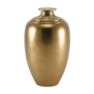 Modern Brushed Metal Urn Ornament Indoor Memorial Decor Handmade Gold Finish Tabletop Art Piece - Product Image 3