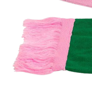 Écharpe en tricot AKA rose et verte, douce et tissée, avec franges, accessoires d'hiver pour sororité grecque, vêtements pour temps froid - Product Image 2