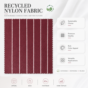 Tissu en nylon recyclé à rayures verticales marron et blanches pour vêtements, uniformes, vêtements de mode et applications textiles - Product Image 6
