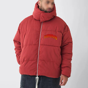 Blouson Bomber Décontracté Homme Personnalisé OEM Hiver Chaud à Capuche Zippé Imperméable Coupe-Vent Col Montant Imprimé sur Mesure Façon High Street - Product Image 4