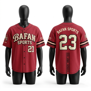<b>100</b>% cotton T-<b>shirt</b> for men loose fit printed High Quality 180 GSM Breathable <b>Polyester</b> Baseball Jersey Men Red Cream Letters - Product Image 1
