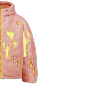 Veste d'hiver pour homme en toile rose, col montant, logo brodé sur le devant, style streetwear, avec design effet déchiré sur la poitrine et fermeture éclair - Product Image 6