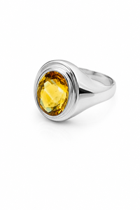 <b>Citrine</b> Gemstone <b>Ring</b> in 925 Sterling Silver Rhodium Plated Oval Shape Luxury Style KLSR12419 - Product Image 4