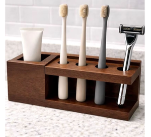 Solid Wood Handmade Wall Mounted Toothbrush Holder Rack Best Quality & Custom <b>Bathroom</b> Organizer Toothbrush Rack - Product Image 6
