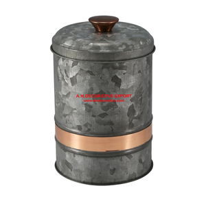 Vintage Industrial Galvanized Iron Storage Canister Set Two-Tone Metal <b>Kitchen</b> Jar Airtight <b>Decorative</b> Food Storage Container - Product Image 3