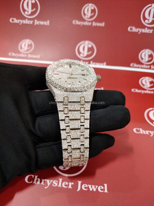 Montre moissanite grand grossiste fournisseur exportateur montre icedout hiphop de luxe à la mode sertie de diamants blancs pour hommes - Product Image 3