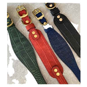Collier de chien en cuir de crocodile fait à la main de qualité supérieure motif solide Rivet Top fabricant indien fournisseur-Saman Exportations - Product Image 4