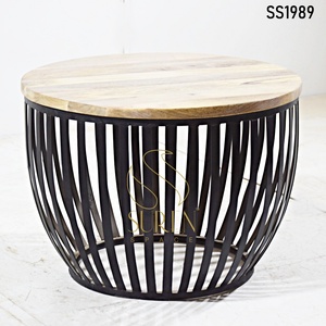 SUREN SPACE Indian Designer Handcrafted Solid Wood Iron Frame Modern Design Coffee <b>Table</b> for Hotels Restaurants Living Rooms - Product Image 1