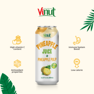 เครื่องดื่มน้ำสับปะรด490มล. พร้อมเยื่อกระดาษผลิตในโรงงานเวียดนาม (OEM, ODM) - Product Image 3