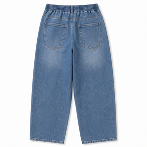 Men's Vintage Washed Drawstring Denim <b>Jeans</b> Loose Straight Leg Wide Leg Casual Cotton Trousers <b>Elastic</b> <b>Waist</b> Quick Dry - Product Image 6