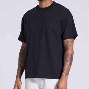 T-shirt décontracté en coton pour homme, coupe oversize, manches courtes, col rond, couleur unie, grandes tailles, personnalisable – Vente en gros, succès commercial - Product Image 4