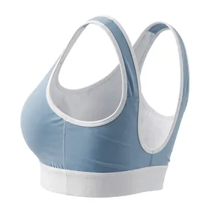Amkoor Soutien-gorge de sport bleu clair pour femme, sans armatures, dos nageur, couvrance complète, séchage rapide, respirant, en Spandex et Nylon, toutes saisons - Product Image 5