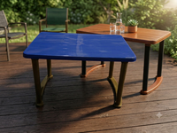 Meubles de salle à manger en plastique aspect teck moderne Anax, table à manger empilable, imperméable, pliable, pour extérieur, facile à nettoyer