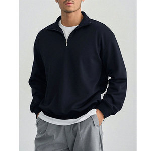 Vestes coupe-vent pour hommes à demi-zip, hauts en polaire chauds pour l'hiver, sweat-shirts décontractés pour hommes, pull-over tendance de couleur unie - Product Image 5