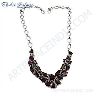 925artpalace สร้อยคออัญมณีแฟชั่นแบบปรับได้โกเมนสีเงินมีสไตล์ - Product Image 2