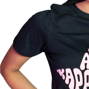   Camiseta Negra con Letras para Mujer, Manga Corta, Diseño Gráfico Personalizado, Cuello Redondo, Estilo Casual, Moda Urbana, Ligera, Verano - Product Image 6
