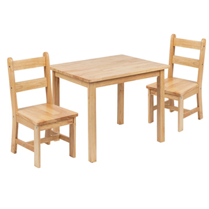 Ensemble 3 pièces en bois massif bon marché table et chaises de fête en bois pour enfants pour tout-petits et enfants d'âge préscolaire pour salle de jeux ou cuisine - Product Image 2