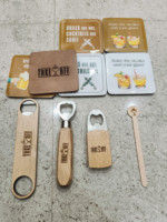 Ouvre-bouteille en bois massif et acier inoxydable, écologique, fait main, durable, avec logo personnalisé, pour bar, vin et canettes, promotionnel