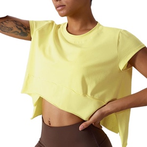 Camiseta Corta Personalizada con Cuello Redondo para Mujer, Venta al por Mayor, Manga Corta, Informal, Tejida, Ecológica, para Verano - Product Image 1