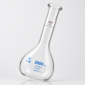 Fiole volumétrique à col long ELS Instruments de haute précision 2000 ml en verre borosilicaté de classe avec bouchon PE anti-fuite - Product Image 2