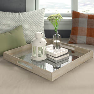 Plateau de service Art Déco en bois tendance avec fonction coulissante, finition ronde lisse marron, artisanal, élégant, pour la décoration de table - Product Image 6