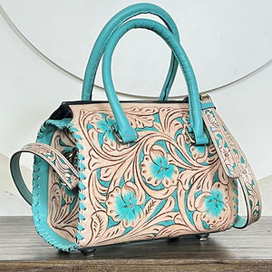 Bolsa de Viaje de Cuero Floral Hecha a Mano por Diseñadores de Alta Calidad 2026, Bolsa de Lona de Cuero Vacuno Genuino de Gran Capacidad para Mujer - Product Image 5