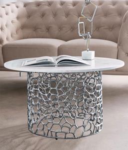 Modern Round <b>Marble</b> <b>Top</b> <b>Console</b> <b>Table</b> With Metal Pedestal Base Contemporary Living Room Furniture Handmade Design - Product Image 1