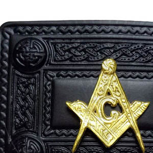 Hebilla de cinturón escocesa estilo antiguo con diseño celta/masonería en negro azabache, calidad premium, para vestimenta Highland, venta al por mayor personalizada - Product Image 5