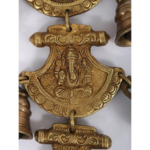 Hecho a mano 11 pulgadas Shri Ganeshay Namah colgante campana de latón artículo de decoración del hogar indio - Product Image 1