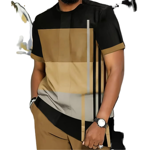 Ensemble 2 pièces vintage pour homme, été, t-shirt à manches courtes et pantalon, imprimé numérique, séchage rapide, sport de plein air, décontracté, flanelle, velours côtelé - Product Image 1
