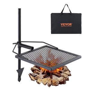 Griglia per falò in acciaio resistente griglia per fuoco girevole a 360 gradi griglia per fuoco portatile all'aperto attrezzatura da cucina per il campeggio - Product Image 1