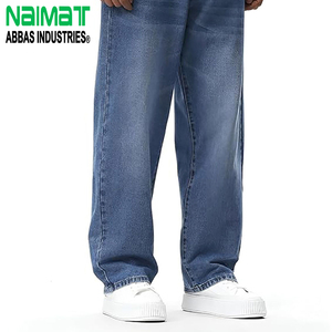 Jean en denim bleu coupe ample pour homme, pantalon décontracté en coton à jambe droite, style hip-hop, pantalon large et fuselé - Product Image 1
