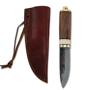 Handmade Puukko Knife Fixed Blade Damascus Steel Medieval <b>Work</b> Viking Knife With <b>Leather</b> Cover - Product Image 6