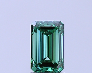 เพชรเม็ดเดี่ยวทรงสี่เหลี่ยมมรกตสีเขียวแฟนซี ผลิตในห้องปฏิบัติการ - Product Image 1