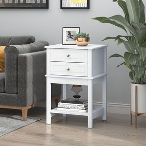 Tavolino Moderno Bianco per Appartamento, Design Rustico, Tavolino Laterale con Cassetti e Ripiano per Soggiorno e Camera da Letto, Tavolini da Caffè ODM - Product Image 4