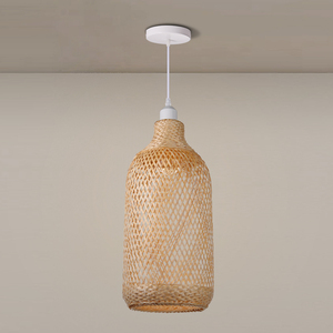 Lampe suspendue en bambou tressé à la main, style panier, pour éclairage d'ambiance doux, vente en gros, OEM ODM - Product Image 4