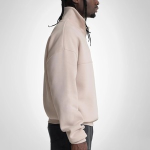 Sweat-shirts personnalisés à col zippé, coupe ample et carrée, pour hommes, en molleton épais 100% coton, broderie 3D, logo personnalisé, vente en gros - Product Image 3