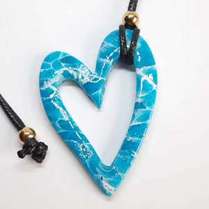 Collier torsadé en résine bleue fait main de luxe avec cordon réglable, cadeau romantique pour femme, accessoires de mode - Product Image 1
