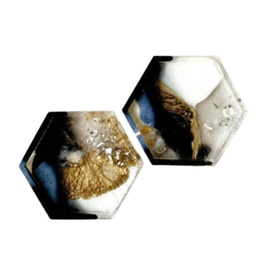 Hexagon <b>Epoxy</b> <b>Resin</b> Coasters With Gold Flakes Set Of 2 Heat Resistant Decor Marble Look <b>Resin</b> Coasters Wholesale Geometric <b>Table</b> - Product Image 1