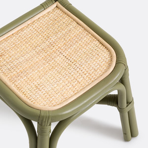 Minimalist Rattan Children <b>Chair</b> Solid Back Durable Design for Kids Playroom Nursery Bedroom <b>Green</b> Color - Product Image 3