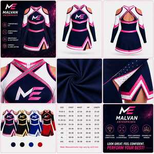 Premium Quality Cheerleading Dress Long Sleeve Cold Shoulder Cross Back <b>Mini</b> Athletic Style High Waist Attractive Design - Product Image 6