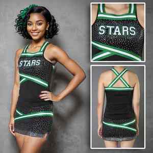 Uniforme de Animadoras para Niñas, Conjunto Deportivo de Alta Calidad con Falda, Equipación Escolar con Pedrería, Venta al Por Mayor - Product Image 6