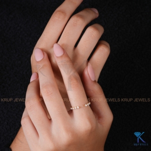 KRUP JEWELS 14K Yellow Gold Minimalist Brilliant Cut Lab Grown Diamond Open Cuff Eternity Wedding Band Stackable Gap <b>Ring</b> - Product Image 2