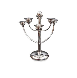 Elegant <b>Silver</b> Aluminium 5-Arm Candelabra Candle Holder Classic Vintage Metal 5-Light <b>Candlestick</b> Stand For Wedding Centerpiece - Product Image 4
