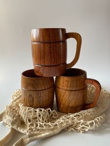 Tasses en bois style baril vintage avec bandes et poignée métalliques, accessoires de bar classiques, vaisselle réutilisable - Product Image 6
