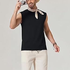 Customized Trendy Washed Retro Sleeveless T-shirt <b>Vest</b> for Men in Summer, Loose Fitting Shoulder T-shirt - Product Image 6