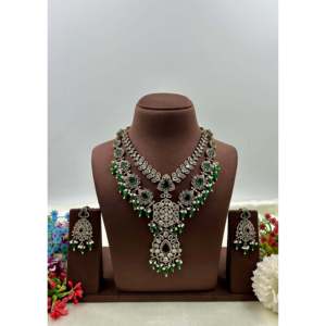 Indian Ethnic Minakshi Victorian Premium Gold Plated Bridal Necklace & Earring Set - Product Image 2