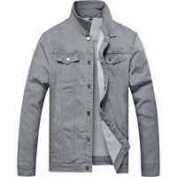 Chaqueta de Mezclilla Impermeable Gris para Hombre, Cuello Alto, Corte Regular, Diseño Frontal, Precio