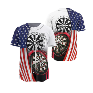 Men's Skull Pattern Baseball Jersey Darts Team Print Polyester Breathable Short <b>Sleeve</b> Gothic Style Button Front Shirt - Product Image 3